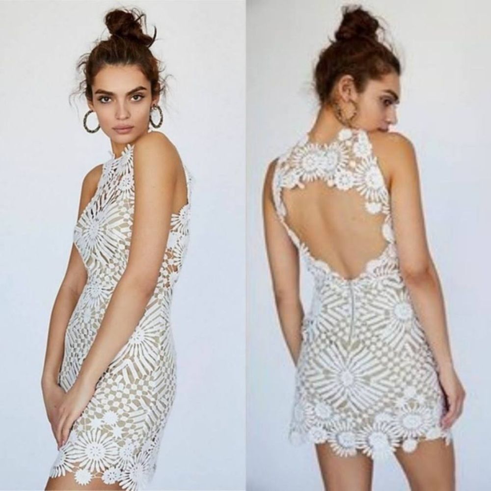 Free People White and Cream Lace Dress